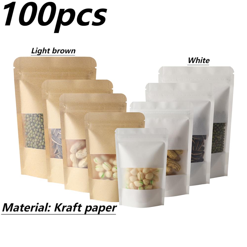 Dried Fruit - 100 Pcs Kraft Matte Visible Window